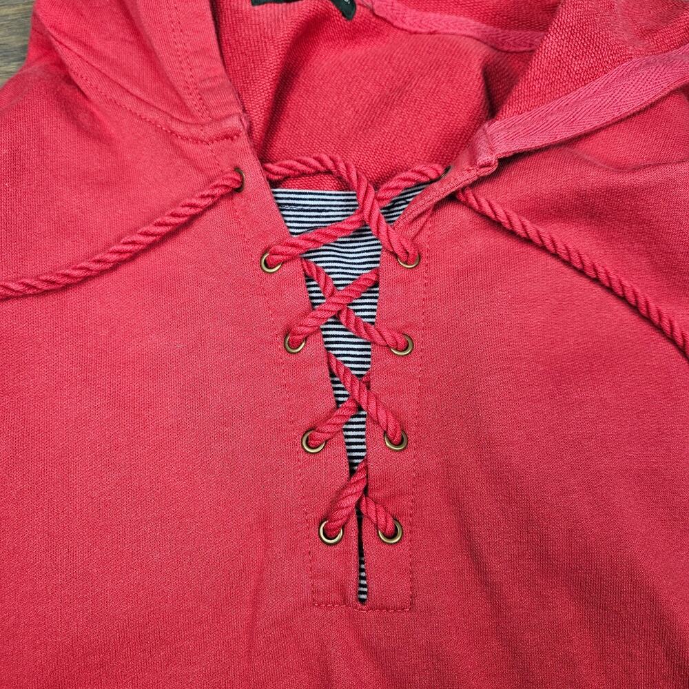 Lauren Ralph Lauren Lace Up Hoodie XL Red Nautical Crest‎ Cotton Sweatshirt - Picture 7 of 7